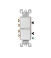 05640-00W - Combinación 2 Interruptores 3Vde balancín 20A 120/277V blanco Decora Leviton