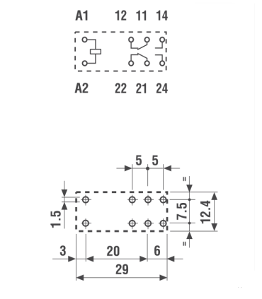 40.52.9.024.0000 -Relevador 2Cc,24Vdc 8A No Lavable Finder