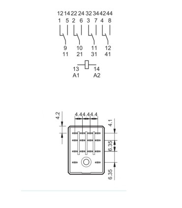 55.34.8.230.0040 - Rele 14 Pins 230Vca Serie 55 Finder