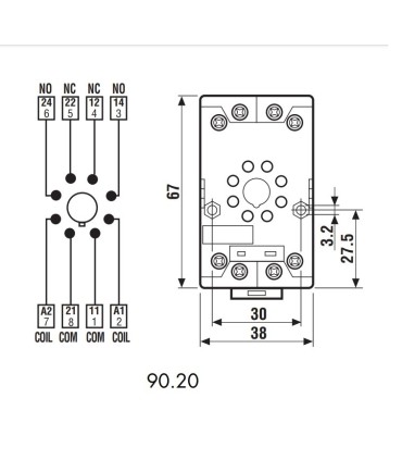 9020SMA -Base 8 Pins 60.12 Azul Finder