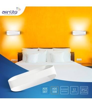 ADE-008 – LUMINARIA PARED ÓVALO BLANCO EXTERIOR BLANCO CÁLIDO 12W