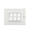 HA4803VBB - Placa De Vidrio Rectangular Color Blanco 3 Modulos Axolute